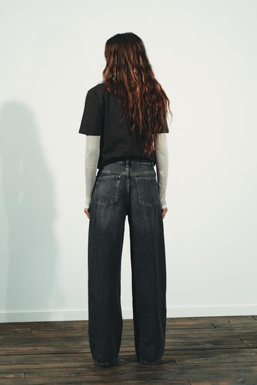 JEAN TRF WIDE LEG TAILLE HAUTE CROISÉE - Gris anthracite de Zara - Image 5