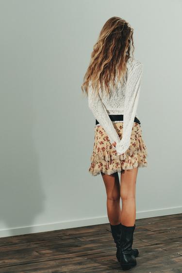 TOP PLIS DENTELLE TOUCHER DOUX - Écru de Zara - Image 3
