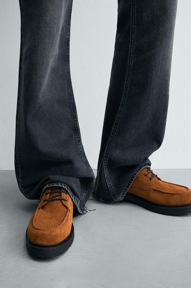 LEATHER WELTED SHOES - Brown by Zara