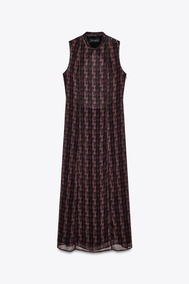 VESTIDO ESTAMPADO ESPALDA - Granate de Zara