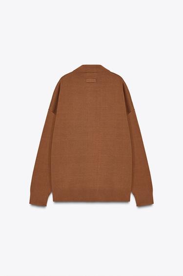 PULL POLO OVERSIZE EN MAILLE LISSE - Cognac de Zara - Image 6