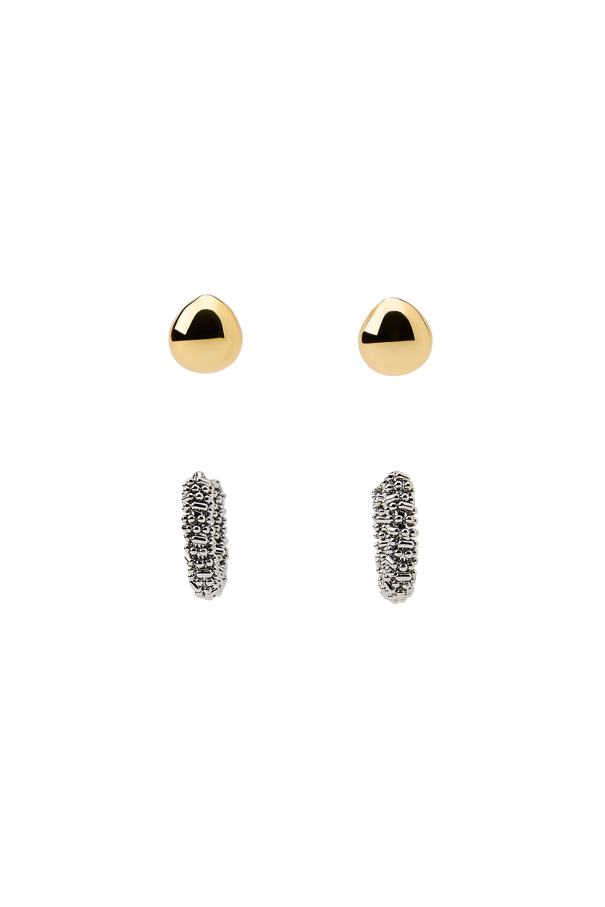 PACK OF COMBINED HOOP AND BALL EARRINGS - Gold / Silver  display picture 2