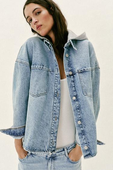 Z1975 OVERSIZE DENIM HOODIE JACKET - Light blue by Zara - Image 2