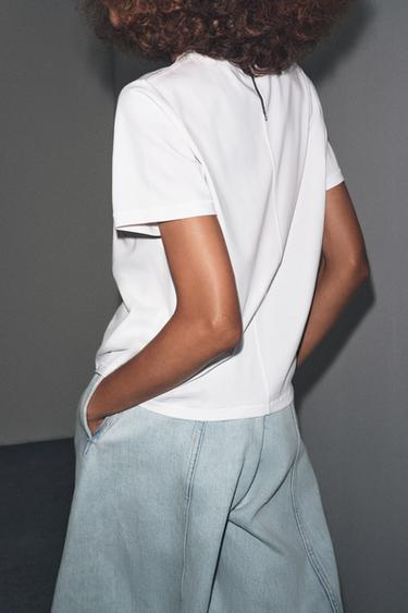 MERCERISED COTTON T-SHIRT - White by Zara - Image 2