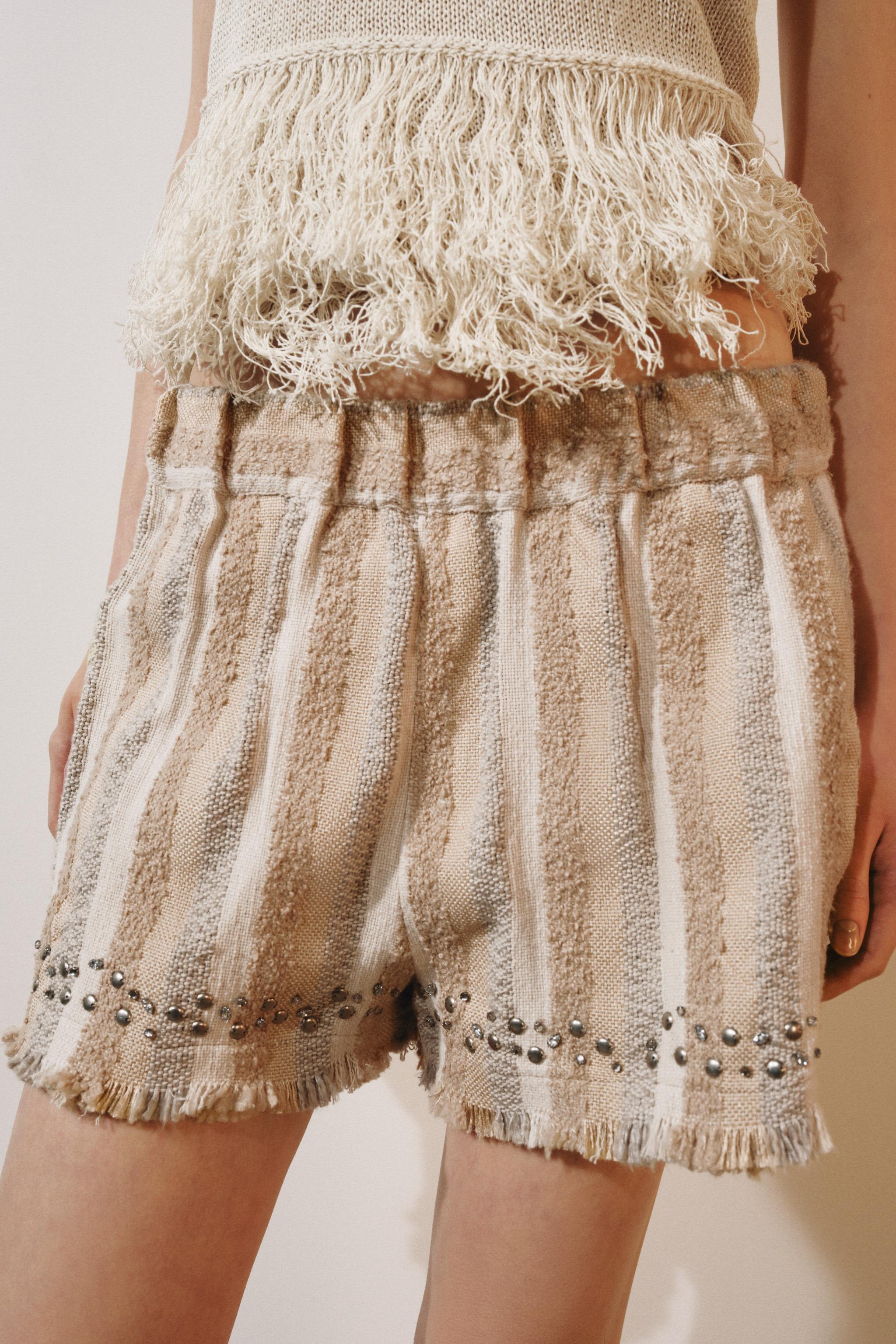 Женские шорты Zara ZW COLLECTION RUSTIC STRIPED BERMUDA SHORTS — фото 2