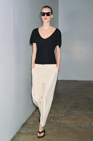 PANTALON CROPPED ZW COLLECTION - Écru de Zara - Image 3