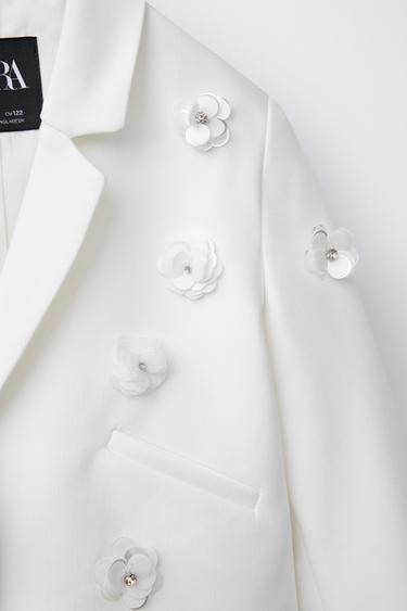 FLORAL CROPPED BLAZER - White by Zara - Image 2