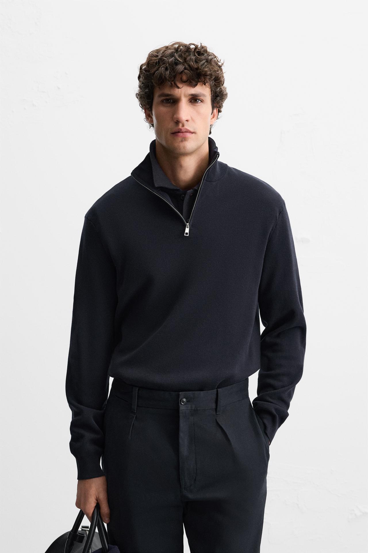 COTTON QUARTER-ZIP SWEATER