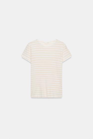SHORT SLEEVE LINEN BLEND T-SHIRT - striped by Zara - Image 5
