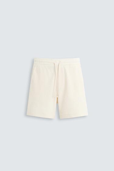 TEXTURED JOGGER BERMUDA SHORTS - Ecru by Zara