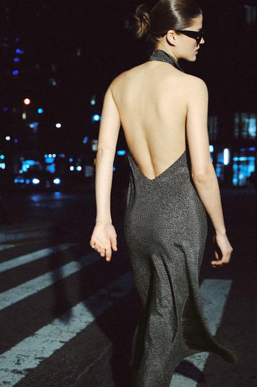 ROBE HALTER POIS ZW COLLECTION - Noir / Écru de Zara - Image 2