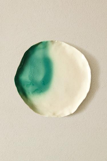 OMBRÉ STONEWARE DESSERT PLATE X COLLAGERIE - Green / Ecru by Zara - Image 5