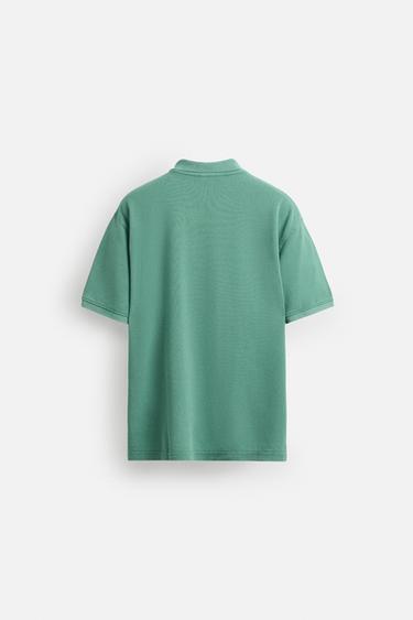 WASHED PIQUÉ POLO SHIRT - washed green by Zara - Image 7