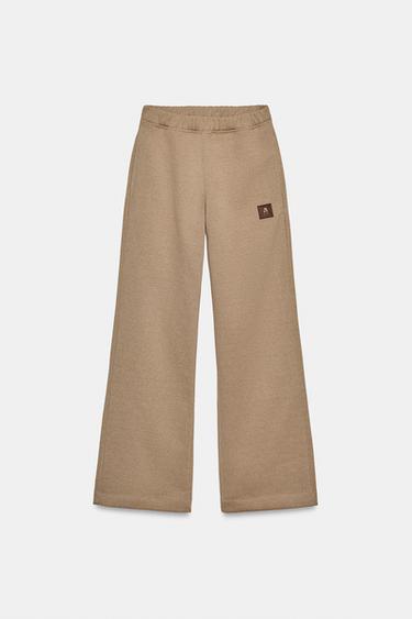 WIDE-LEG PLUSH TROUSERS - camel by Zara