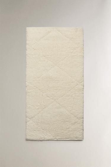 GEOMETRIC DESIGN WOOL RUG - Ecru by Zara