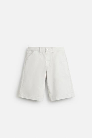BERMUDA EN DENIM COUPE BAGGY EFFET CIRÉ - Blanc de Zara - Image 7
