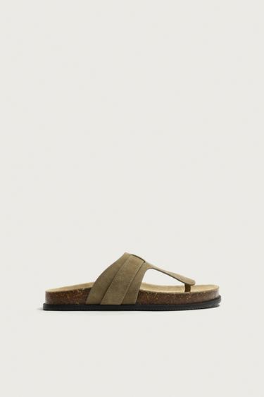 LEATHER SANDALS - Taupe Grey by Zara