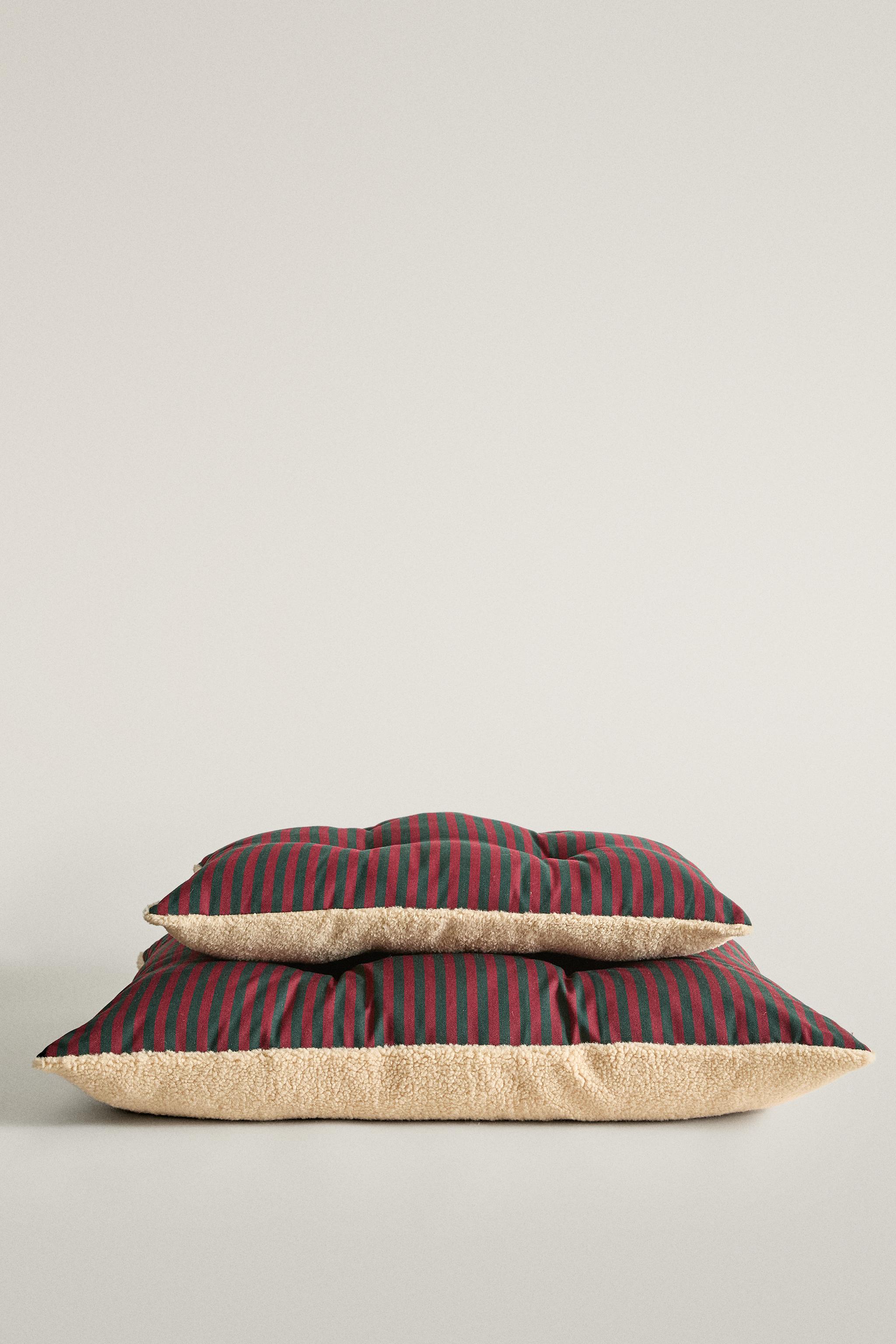SURMATELAS POUR ANIMAUX RAYURES EFFET MOUTON NOËL