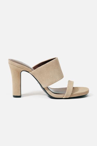 SUEDE HIGH-HEEL MULES - Beige by Zara