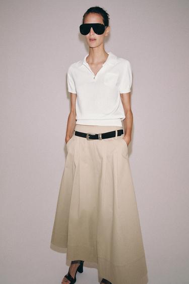 POLO EN MAILLE À MANCHES COURTES - Blanc de Zara - Image 5