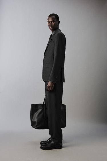 VESTE DE COSTUME STRUCTURÉE À CARREAUX - Gris anthracite de Zara - Image 3