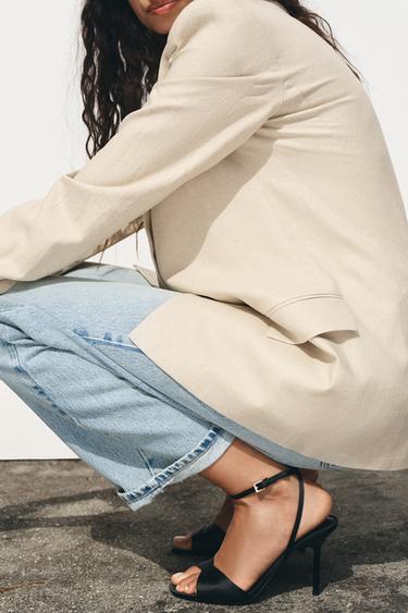 SANDALES À TALON SATINÉES - Noir de Zara - Image 1