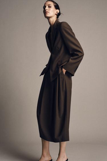 JUPE À PLIS AVEC LAINE ZW COLLECTION - Vison de Zara - Image 5