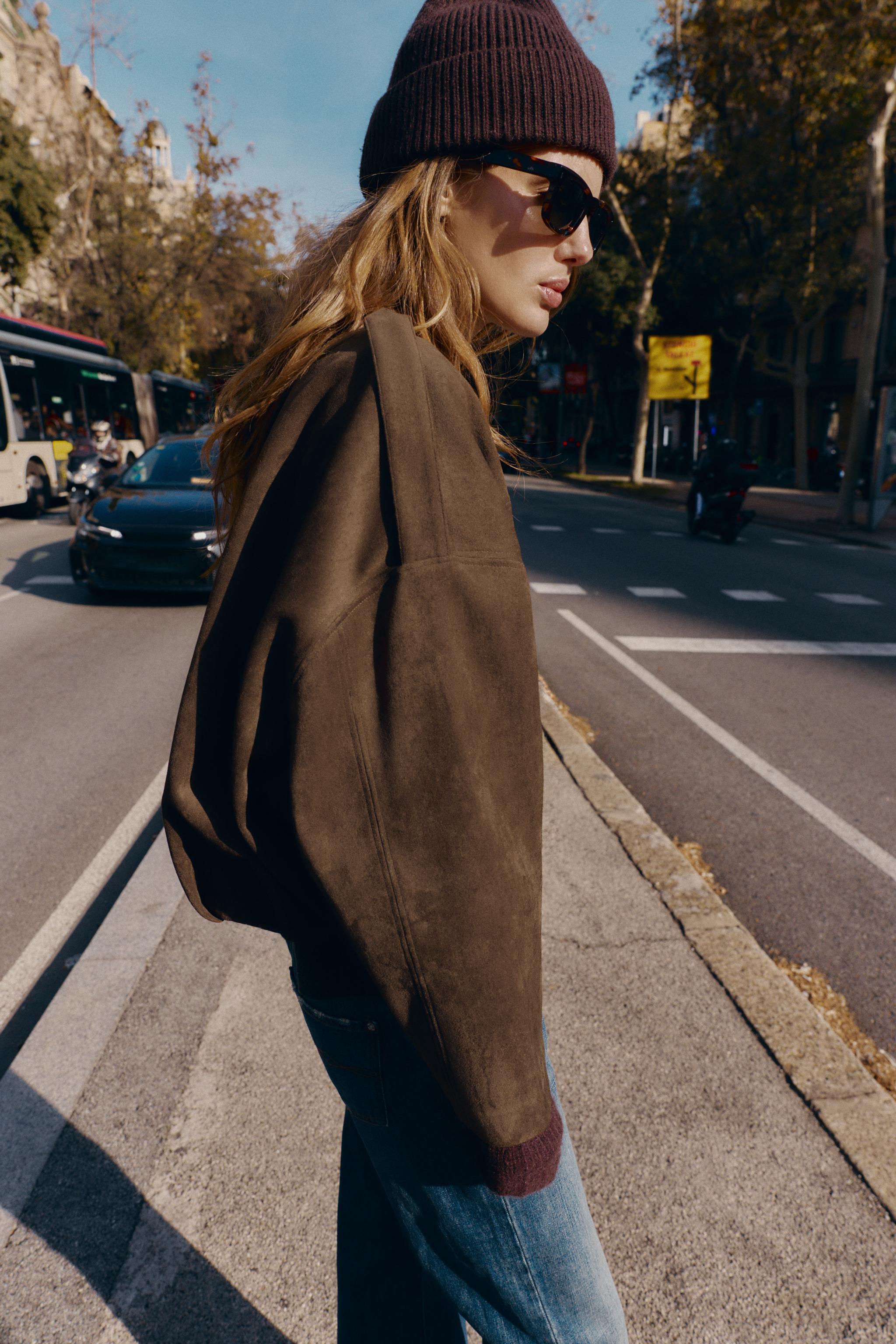 SUEDE EFFECT BOMBER JACKET