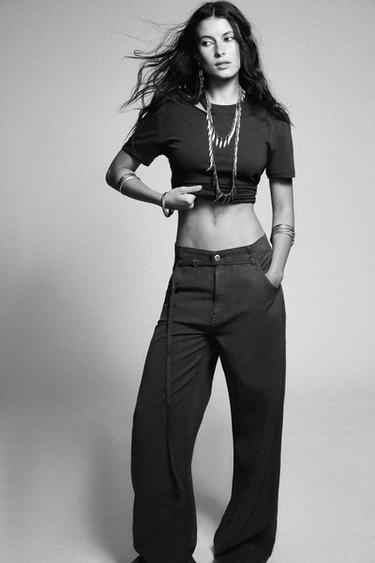 Zara FLOWY BELTED PANTS - Terracotta
