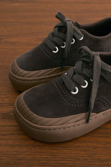 LEATHER PLIMSOLLS - Brown by Zara - Image 8