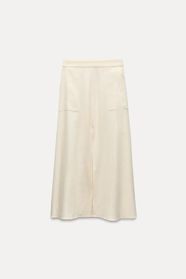 LINEN BLEND SKIRT - Butter by Zara