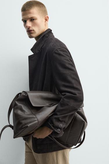 WASHED SUEDE LEATHER BLAZER - Dark brown by Zara - Image 5