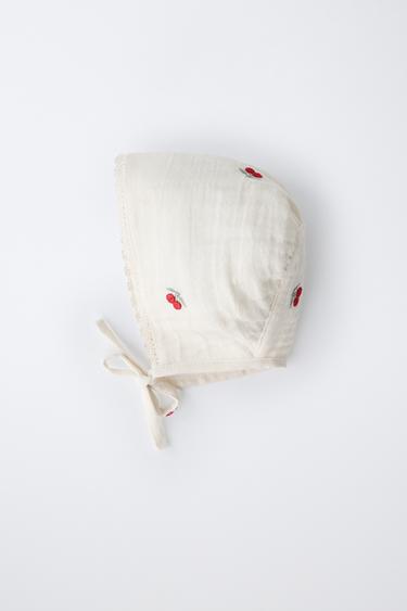 EMBROIDERED CHERRY TEXTURED BONNET - Ecru by Zara - Image 3