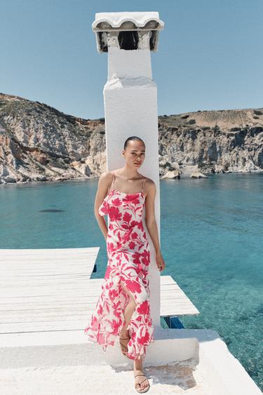 VESTIDO MIDI LENCERO ESTAMPADO - 107 de Zara