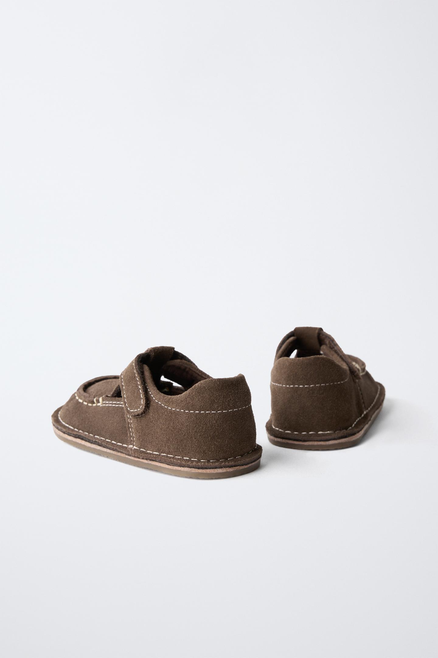 Детские туфли Zara Barefoot Leather Boat, цвет: Коричневый — фото 6