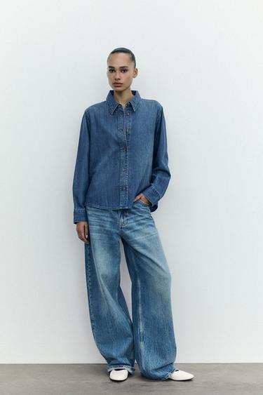 ДЖИНСЫ ОВЕРСАЙЗ СВОБОДНОГО КРОЯ — МОРСКОЙ СИНИЙ от Zara — изображение 0