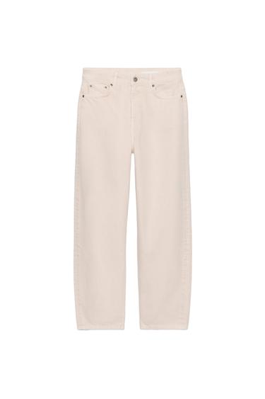 JEANS ZW COLLECTION TAPERED TIRO MEDIO - Blanco / Rosa de Zara