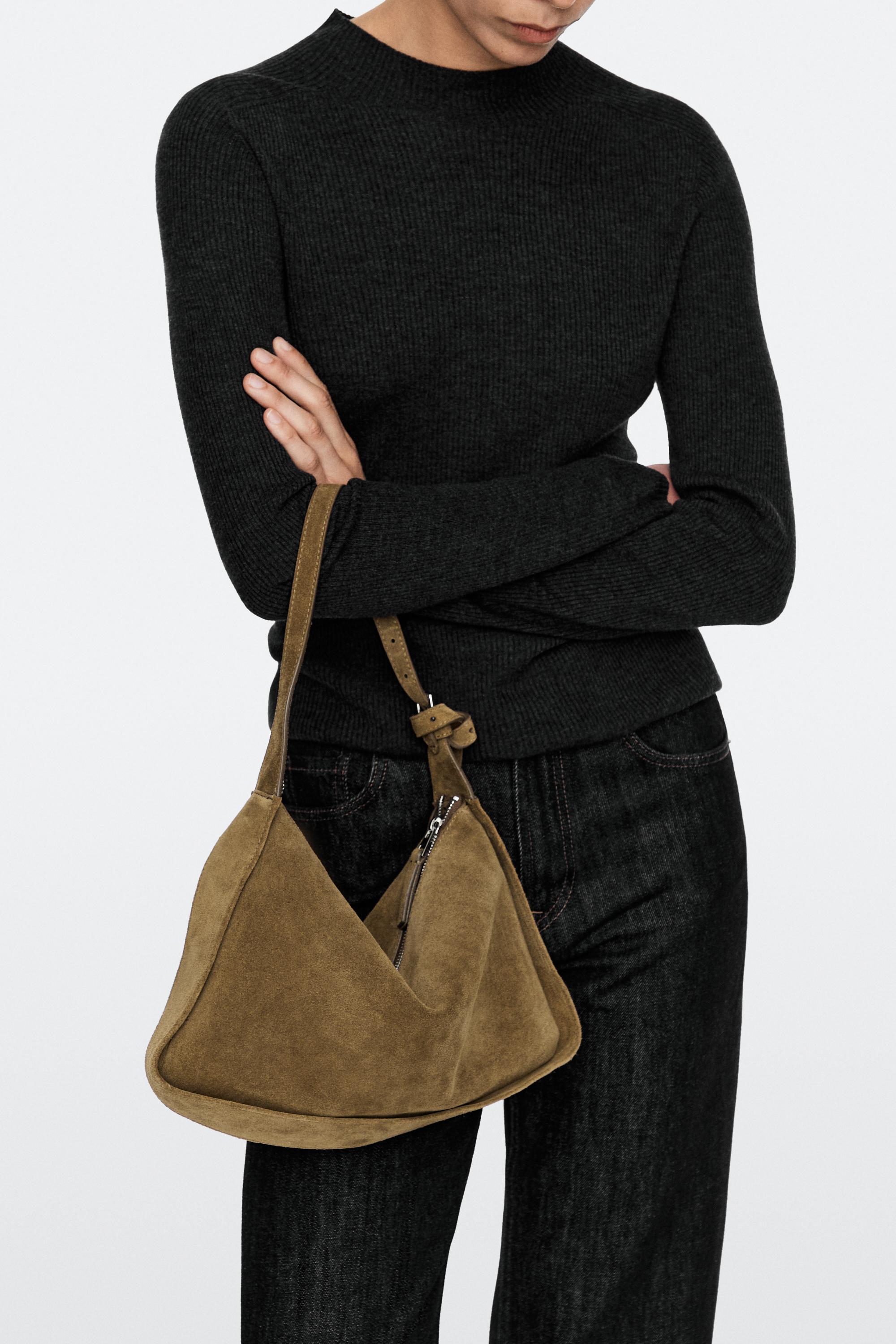 Split suede leather crossbody bag