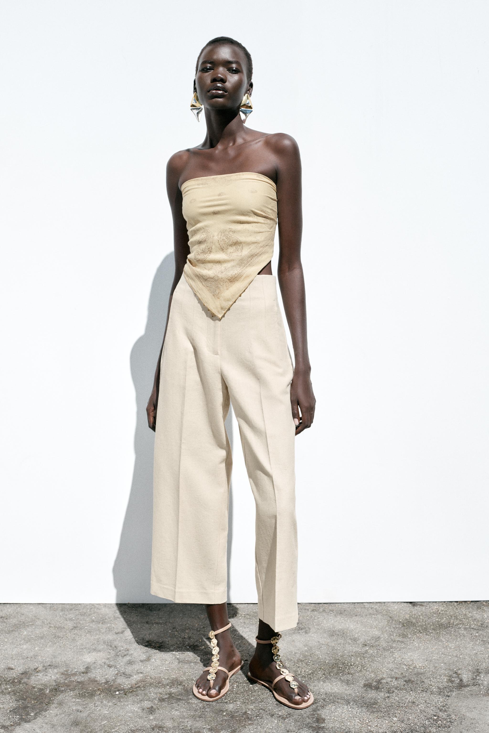 RUSTIC STRAIGHT-LEG TROUSERS - Light beige | ZARA South Africa