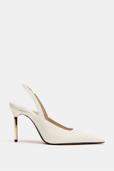 TEXTURED SLINGBACK SHOES - White by Zara - Image 0