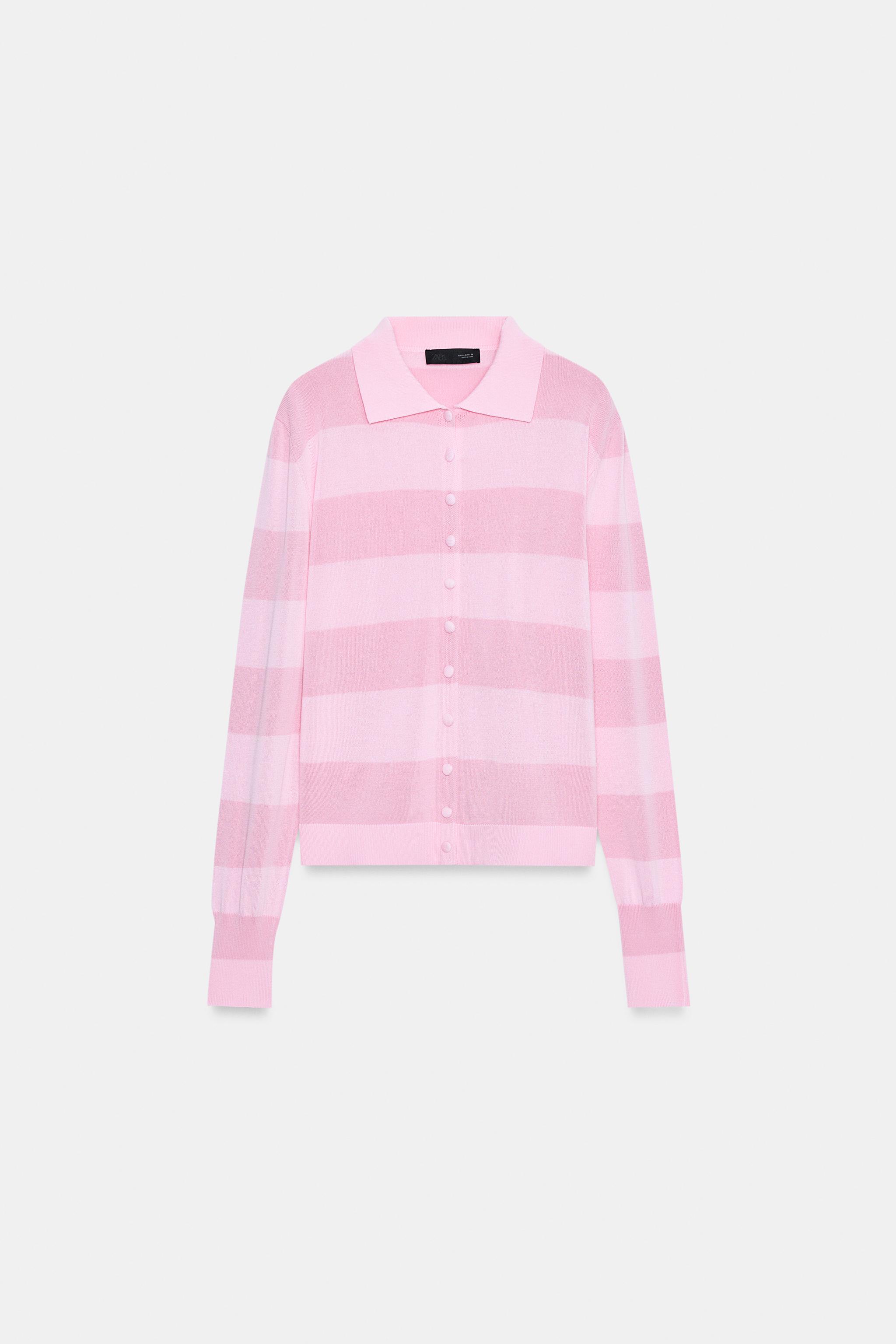 STRIPED KNIT POLO JACKET