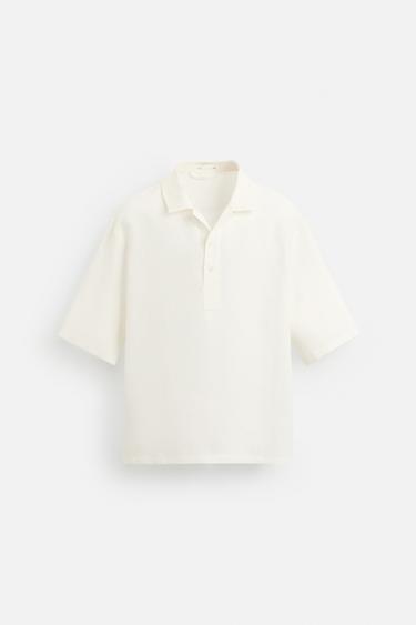 CAMISA POLO 100% LINO - Blanco de Zara