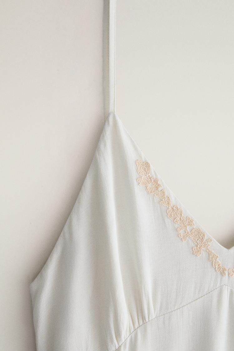 EMBROIDERED NIGHTGOWN — Sea green