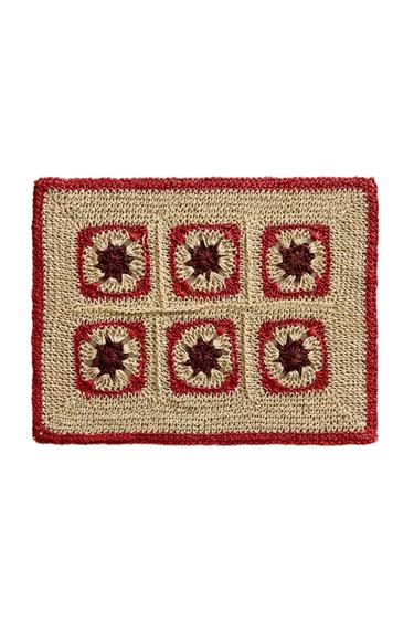 COLOURED CROCHET PLACEMAT - Ecru / Red by Zara