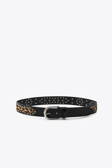 GÜRTEL AUS LEDER MIT ANIMALPRINT - Schwarz von Zara - Bild 0