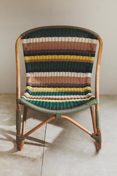 MULTICOLOURED WOVEN CHAIR X COLLAGERIE - striped by Zara