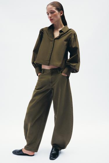 JEANS ZW COLLECTION BALLOON TIRO MEDIO - Khaki de Zara