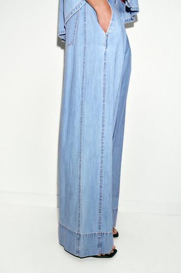 Z1975 MID-RISE WIDE-LEG JEANS WITH PLEATS - Mid-blue by Zara - Image 3