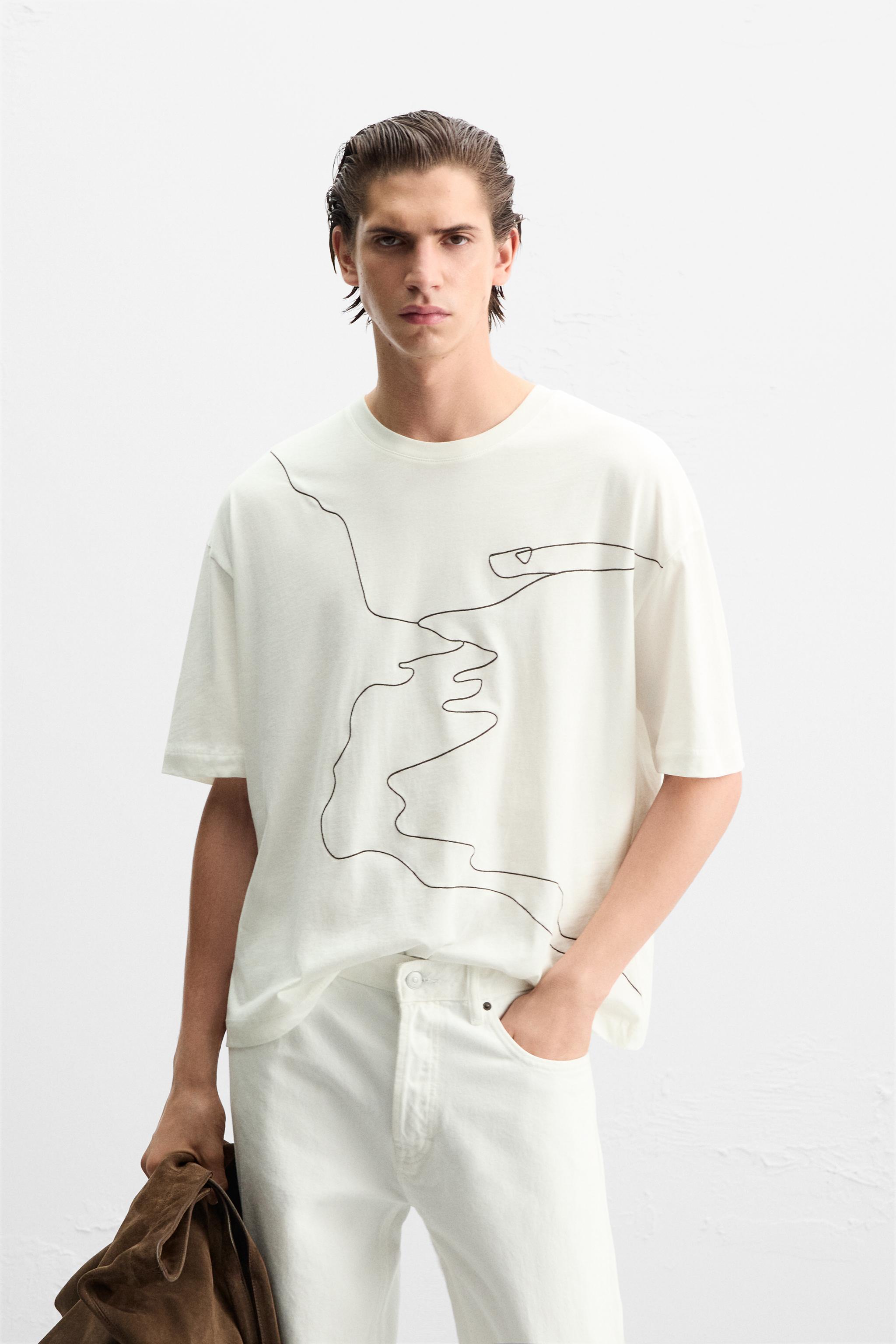 zara 白tシャツ 無地 メンズ 一枚 コレクション