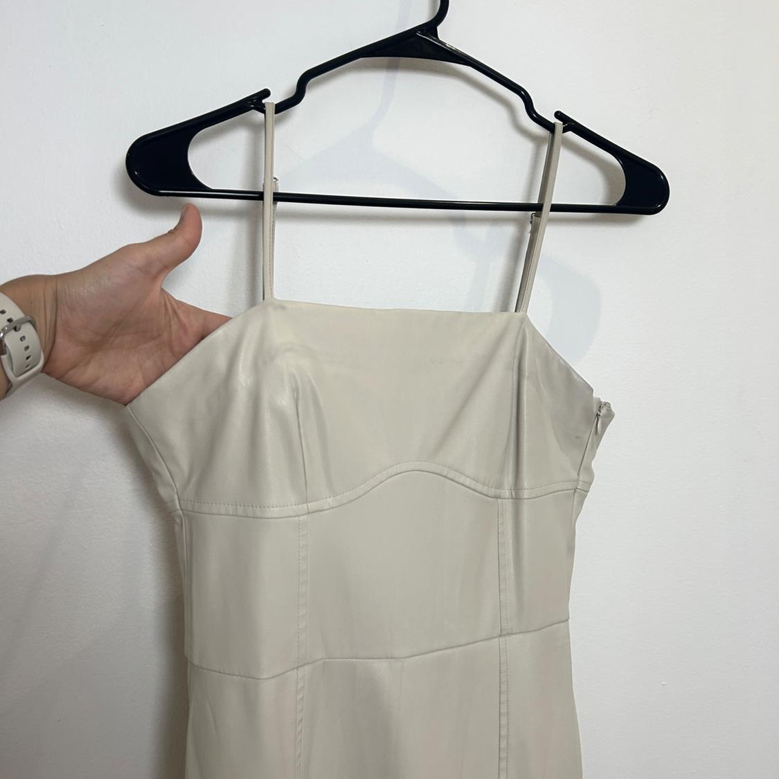 Straight neck midi dress with spaghetti straps. Hidden in-seam zipper closure. - Image 4
